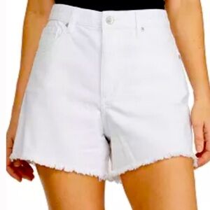 WHITE SHORTS ||BNWT|| NUMERO Lou Lou High Rise Raw-Edge-Hem Denim Cutoffs sz 26